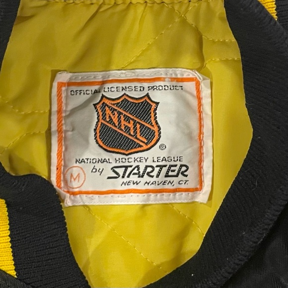 Vintage 90s Starter Boston Bruins Satin Jacket Black NHL Hockey Mens Size Medium - Picture 4 of 11
